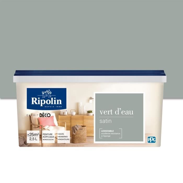 Peinture cuisine et salle de bain - Vert gaspésie satin - RIPOLIN - 2 L -  Cdiscount Bricolage