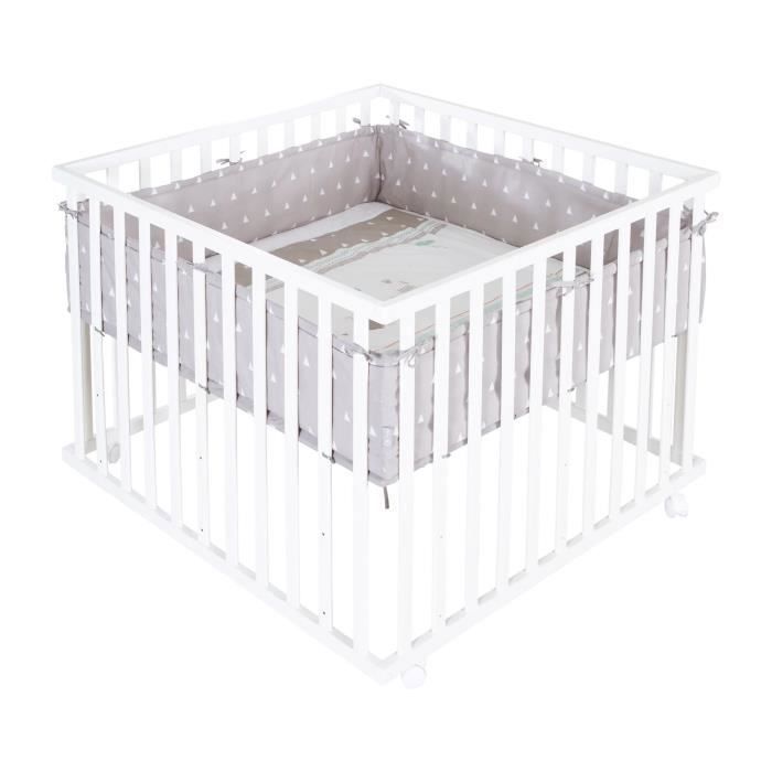 Roba Parc Bebe Indibaer 100x100 Cm Tour De Parc De Protection Et 4 Roues Bois Blanc Cdiscount Puericulture Eveil Bebe