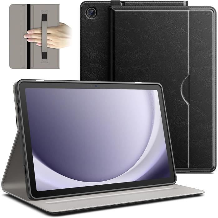 Coque En Cuir PU Pour DOOGEE Tab A9 / Tab A9 Pro 10.1 Pouces - Housse De Protection Avec Support Pliable Et Dragonne, Noir