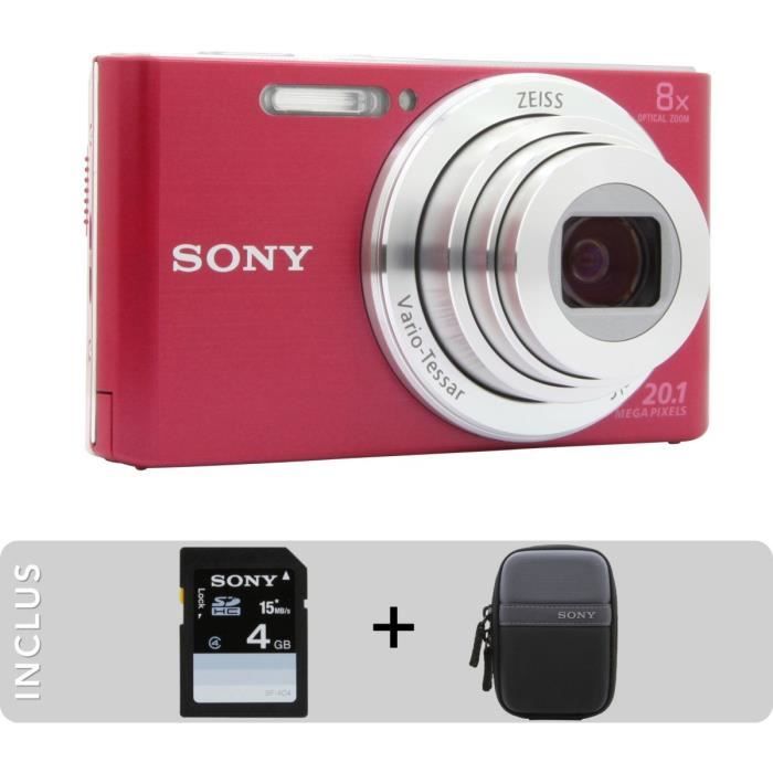 Appareil Photo Compact Sony Pack Dsc W830 Rose Etui Sd 4go