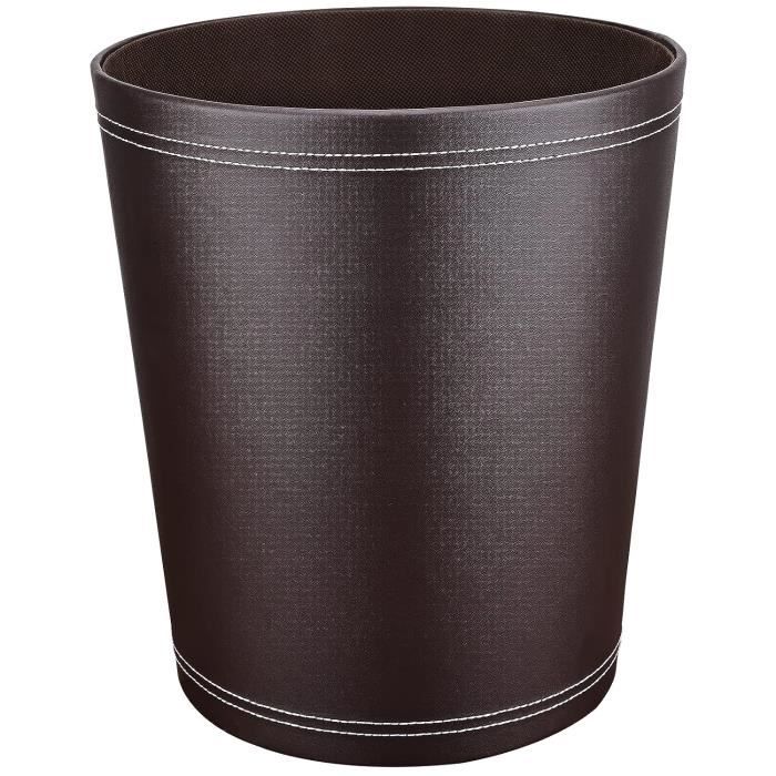 Corbeille à Papier 10L En Cuir Synthétique Noir - Design Moderne Pour Bureau Ou Maison