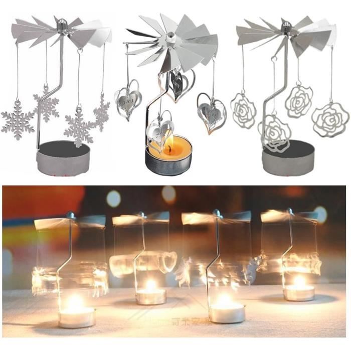 FYSL Bougeoir Carrousel Papillon Doré | Moulin à Vent à Bougie Tournant | Décoration Table Mariage, Fêtes | 13cm