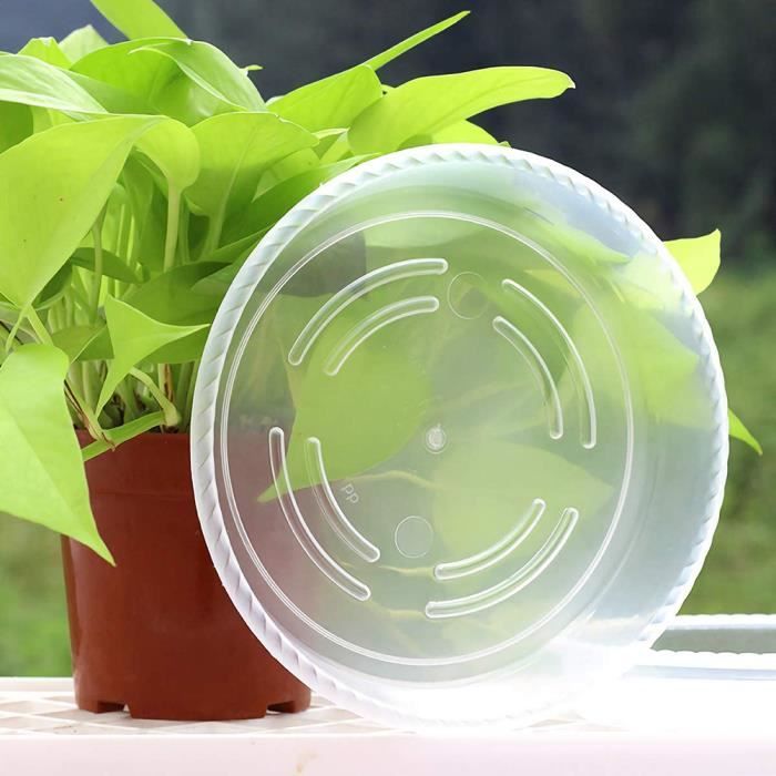 SURENHAP Soucoupes pour plantes transparentes 10 pièces transparentes soucoupes pour plantes pot de fleur en jardin detachee Blanc