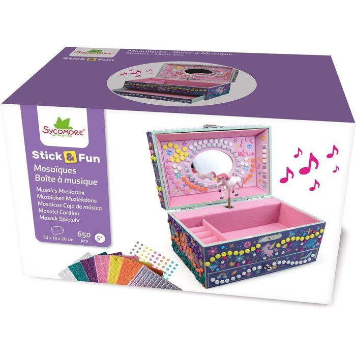 3D Mosaïques SYCOMORE StickN Fun Boîte à musique Licorne Dès