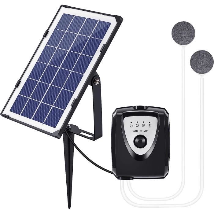 Pompe à Air Solaire Pour Bassin Weinsamkeit 4W - Batterie 2200mAh, 3 Modes, Avec 2 Pierres à Bulles - Écologique, Facile à Installer