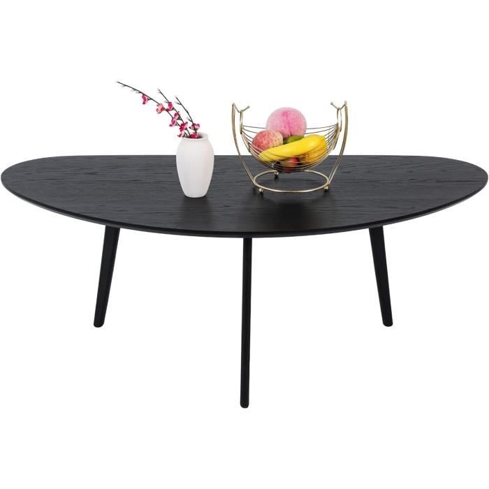 Table Basse Ovale 2 Niveaux En Bois Massif - Style Moderne, Rangement Double Plateau - 100x50x45 Cm - Idéale Petit Appartement, Salon, Chambre (Noyer)