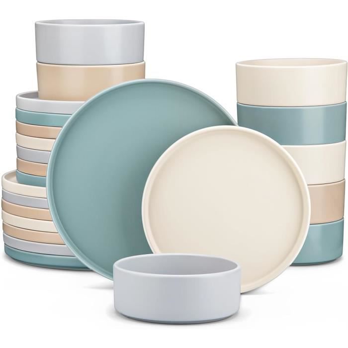 Vancasso Service De Table Ovale Irrégulier 11 Pièces En Céramique AQUA Turquoise - Assiettes Et Bols Design Japonais