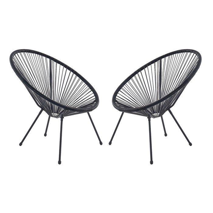 Lot de 2 fauteuils de jardin en fils de résine tressés - Noir - ALIOS III de MYLIA