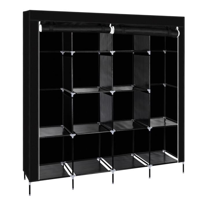 Armoire à Vêtements Portable Avec Housse - étagère Rangement 5 Niveaux, Anti-poussière, 155 Cm Haut