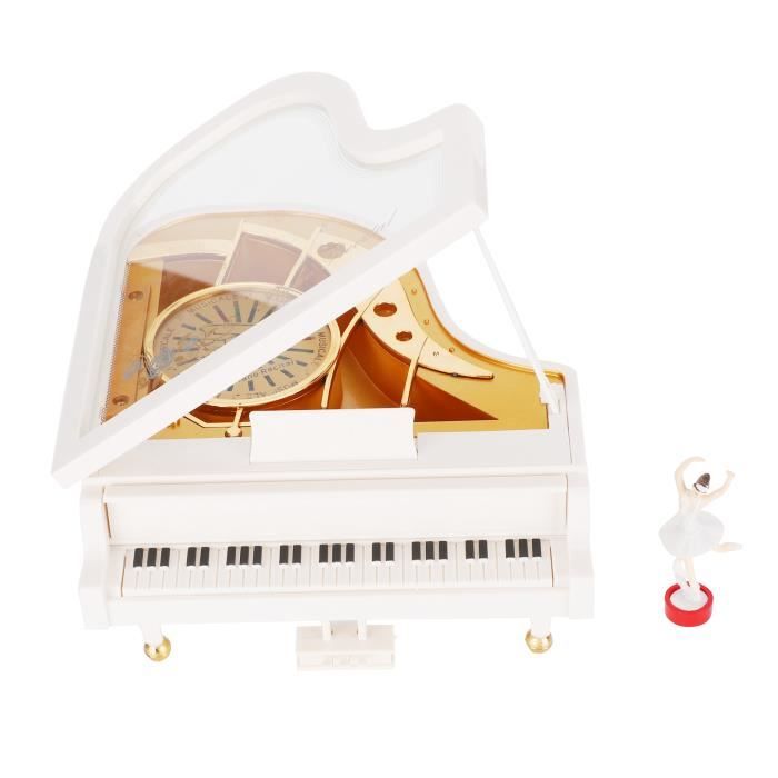 Boîte à Musique Piano à Queue Blanc – Mécanique Pour Alice – Élégante Décoration & Cadeau Noël