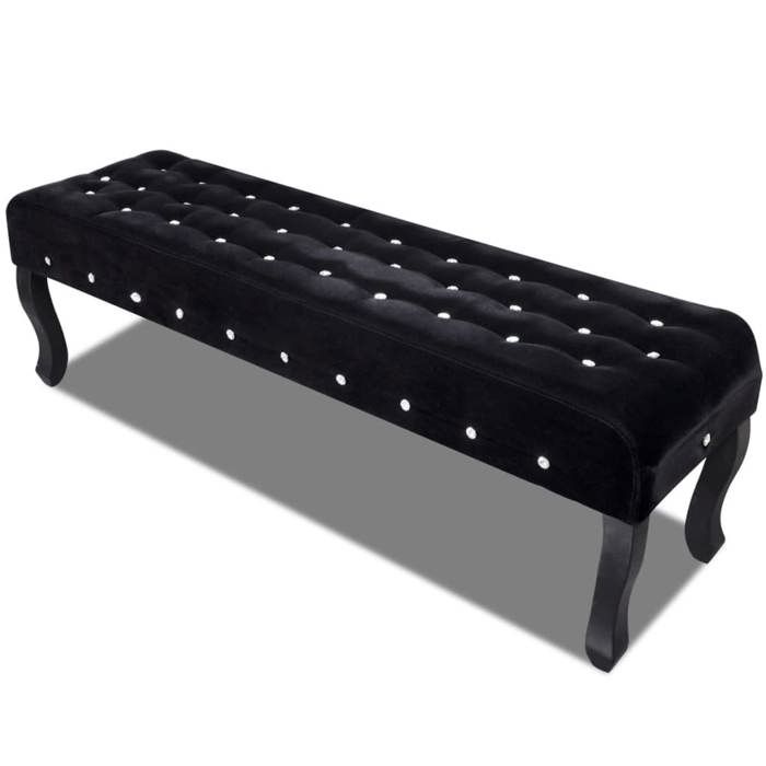 vidaXL Banc noir tissu velours avec boutons en cristal 241263