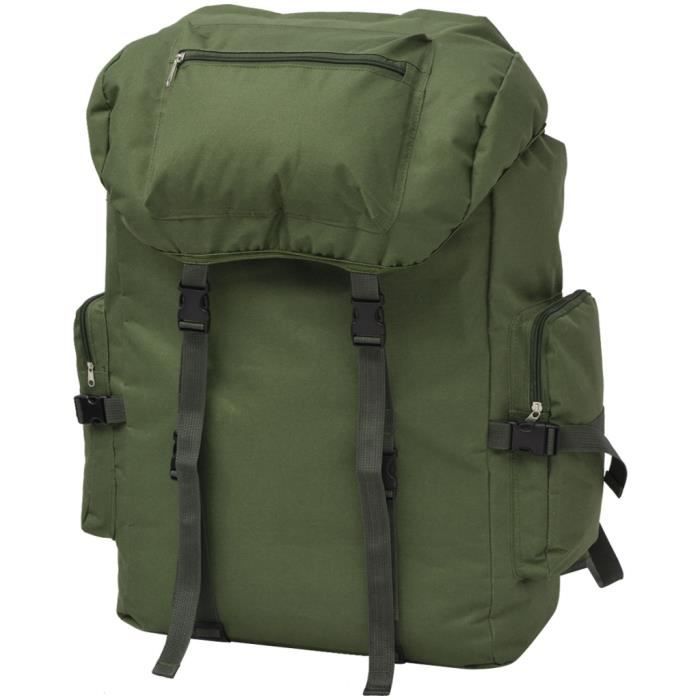 vidaXL Sac à dos en style darmée 65 L Vert