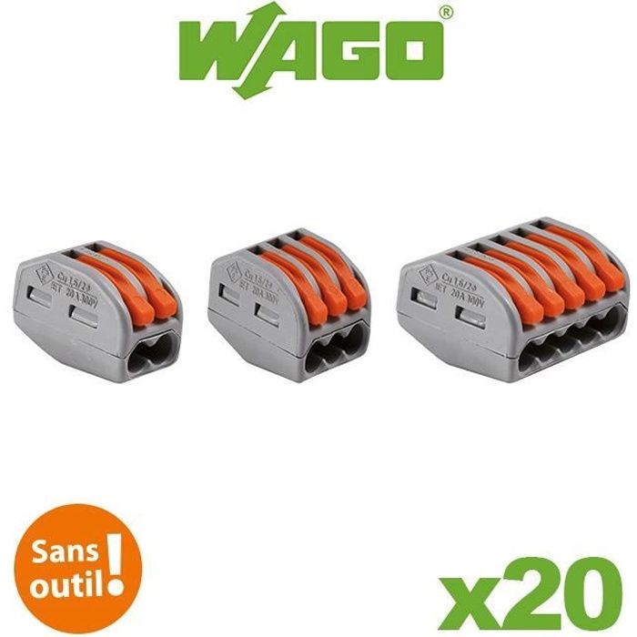 Wago - Bornes 2.3 et 5 entrées S222 Blister de 20 - Cdiscount Bricolage