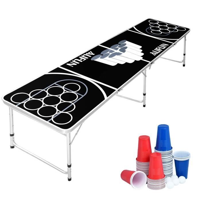 HENGMEI Beer Pong Set de table avec 100 gobelets，réglable en