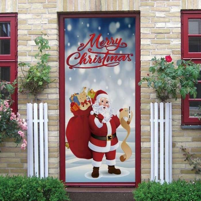 Papier Peint Adhésif 3D Noël – Père Noël N052 – Décor Mural Amovible – Autocollant