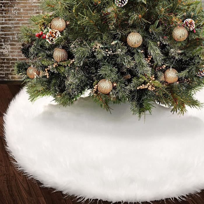 Jupe de Sapin de Noël, CachePied de Sapin Noël, Blanche en Fausse