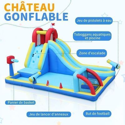 GIANTEX 2 en 1 Chateau Gonflable Exterieur, Aire de Jeux Gonflable avec