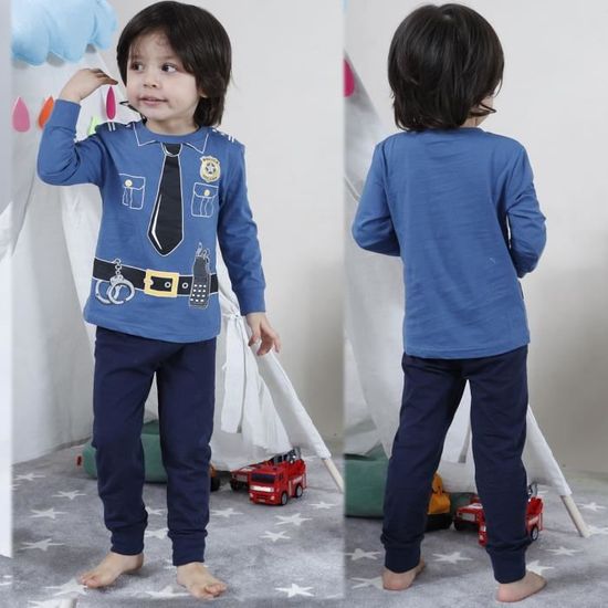 MINTGREEN Pyjama Garcon Enfant Police Manche longue Coton Bleu Cdiscount Pret a Porter