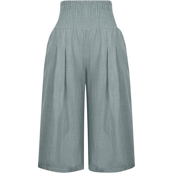 Pantalon 3/4 Femme Été En Coton - Pantacourt Décontracté, Jogging, Yoga - Coupe Large Avec Poche