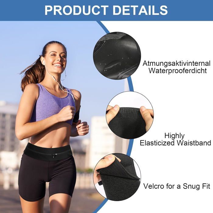 Ceinture De Course Unisexe TIESOME – Nylon Respirant, Réglable 70-120 Cm – Poches Sécurisées – Pour Running, Randonnée