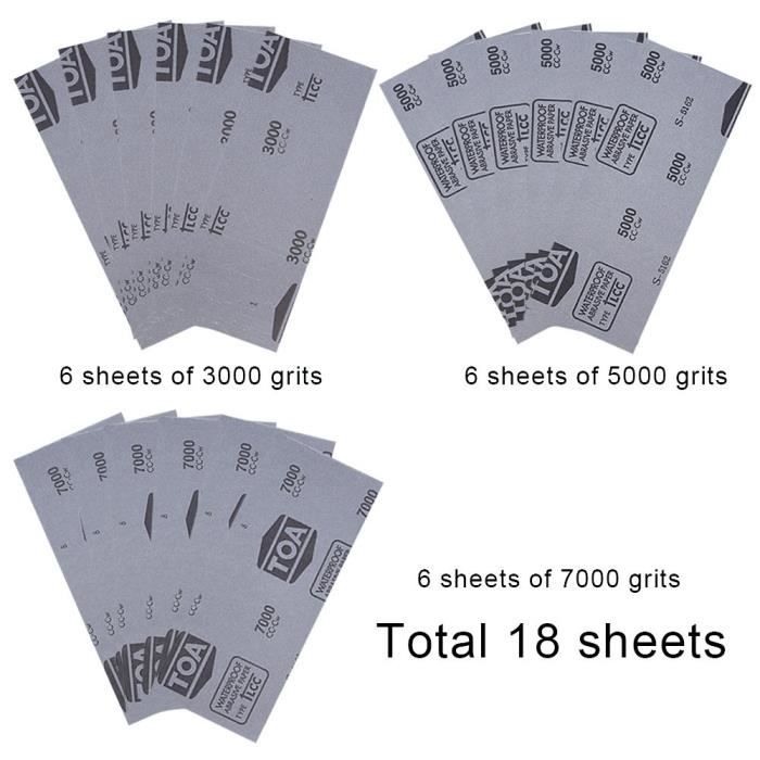 Papier de verre grain 120 – 5000, 90 pièces, papier abrasif à sec