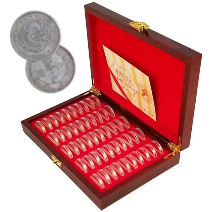 30 pièces en bois boîte de rangement de pièces de monnaie boîte de  rangement en espèces, boîte de protection de pièces de monnaie  collectionneurs