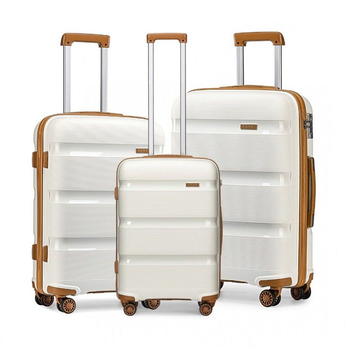 Set De 3 Valises Rigides ESS COO - Polypropylène Incassable - 4 Roues Pivotantes - TSA - Tailles 55, 66, 76 Cm - Bleu Marine