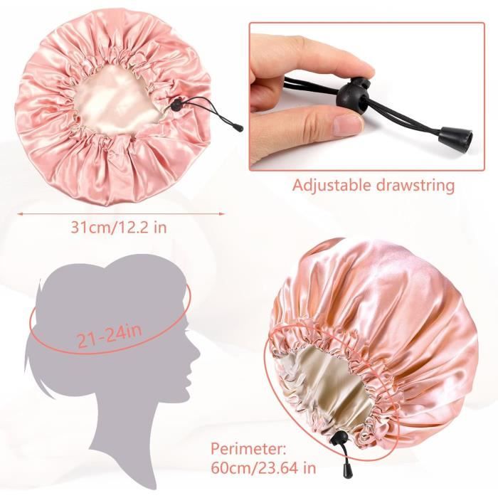 Bonnet De Nuit En Satin Double Couche Pour Femmes, Bonnet De Nuit Antidérapant, Pour Cheveux Longs/bouclés, Avec Bandeau élastique – Acheter Les Meilleurs Produits Dans La Boutique En Ligne