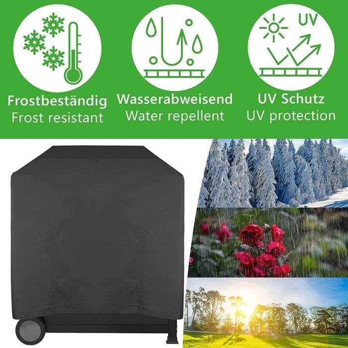 Housse Protection Barbecue Rectangulaire 80x50x65 Cm - Imperméable Déperlante Noir Cook'in Garden