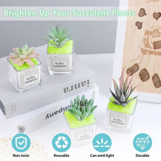 10 Galets Phosphorescents 4,3 Cm - Pour Jardin Allée Aquarium - Brillent Dans Le Noir - Blanc - 3