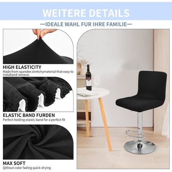 BTSKY Housse De Tabouret De Bar Extensible - Protection Et Décoration Pour Chaises - Polyester - Lot De 2