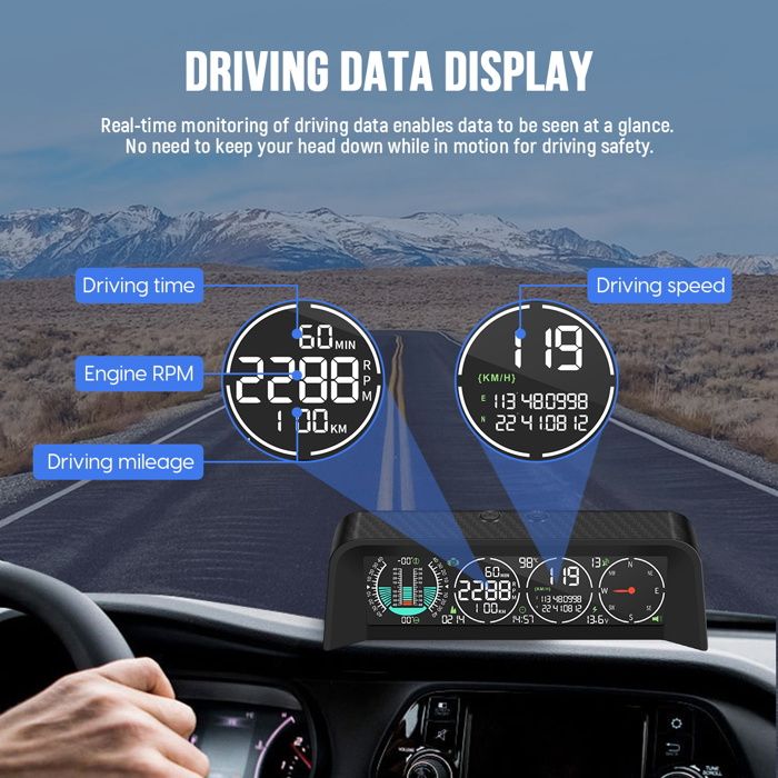 Affichage Tête Haute (HUD) X60 Pour Voiture - Connecteur OBD2, Vitesse, Température, Alarmes, Compatible Voitures Essence/diesel Après 2008