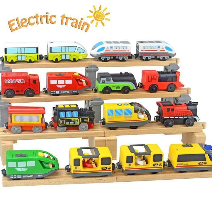 Train électrique Train en bois, chemin de fer Locomotive électrique pour enfants  Train en bois Train
