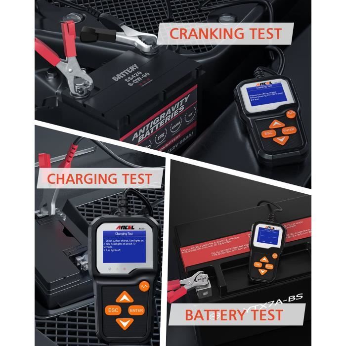 Testeur de Batterie de Voiture Testeur de Charge de Batterie de Voiture sur  le Système de Démarrage et le Système de Charge Scanner Outil Testeur de Batterie  pour Voitures / Camions 