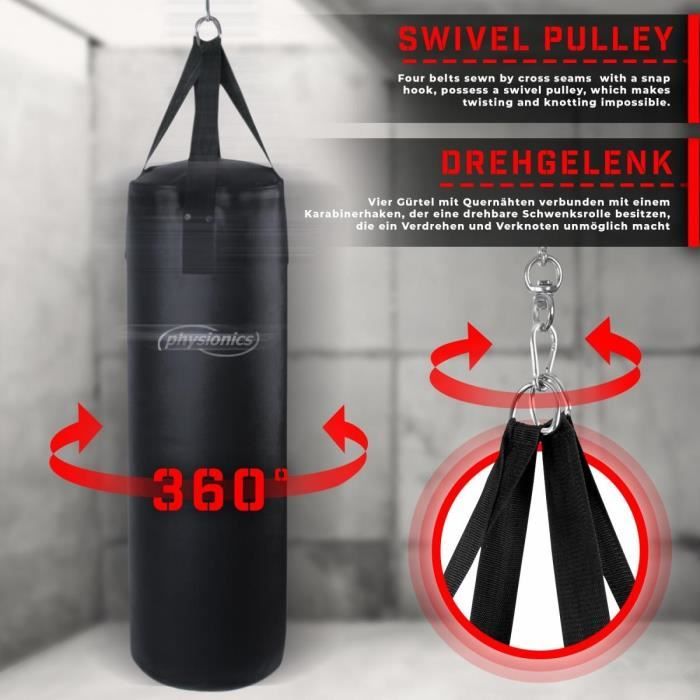 Physionics® Sac de Frappe Rempli - H 100, Ø 35 cm, Poids 26.8 kg - Punching  Bag Boxe, MMA, Muay Thai, Kickboxing, Arts Martiaux - Cdiscount Sport