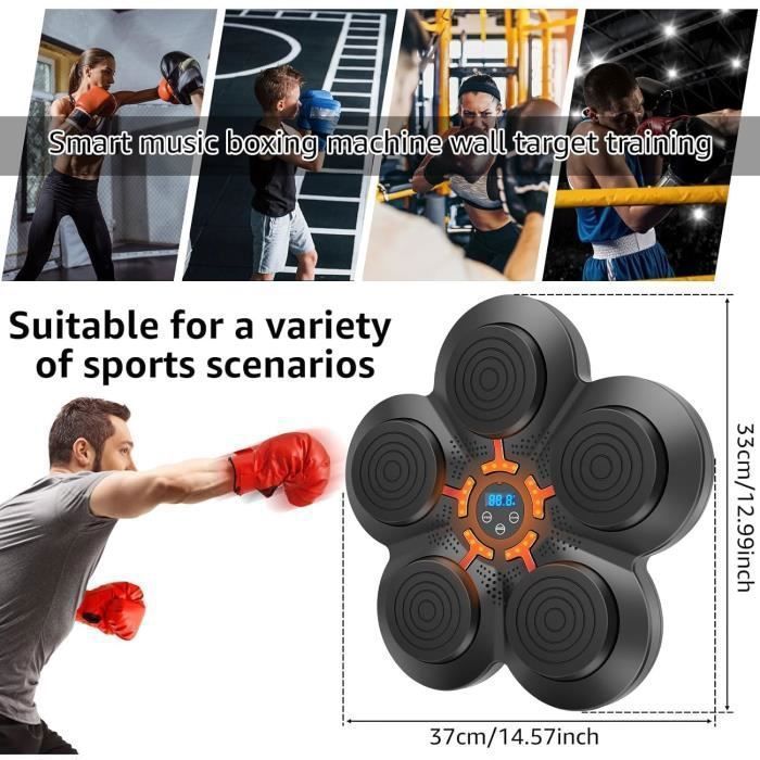 Machine De Boxe Musicale Avec Bluetooth Et écran LED - 9 Vitesses Et 9 Modes - Avec Gants Et Fixation Murale Sans Perçage - Pour Adultes Et Enfants