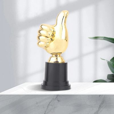 Trophées Pouce Levé En Plastique Doré - Lot De 2 - Hauteur 13 Cm - Pour Récompenses, Jeux, Cérémonies - Personnalisables