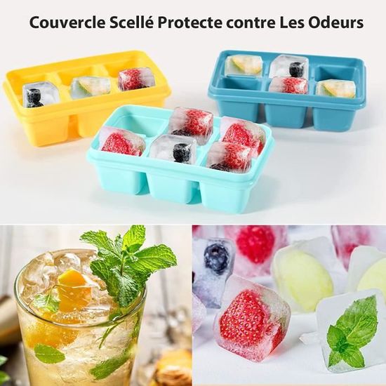 Lot De 3 Bacs à Glaçons En Silicone Avec Couvercle - 45 Glaçons, Sans BPA, Démoulage Facile - 5