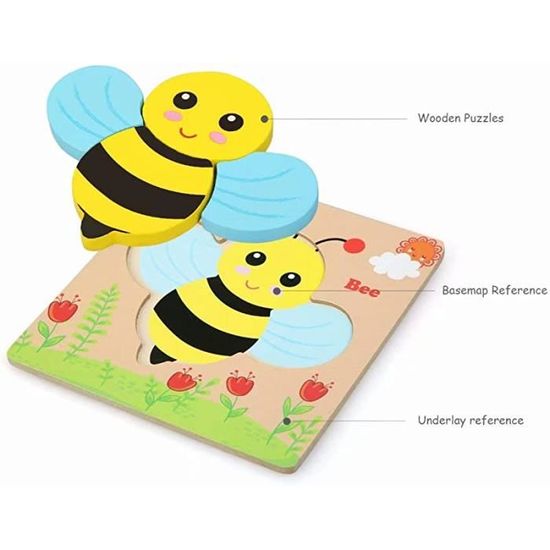 Puzzle En Bois JoyCat Animaux De La Ferme - Jouet Montessori 1 2 3 Ans - Cadeau Enfants Noël Anniversaire - 2