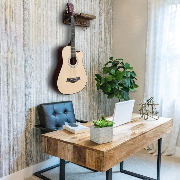 ROKOO Crochet de guitare, support mural pour guitare Support en bois dur  palissandre à verrouillage automatique acoustique - Cdiscount Instruments  de musique
