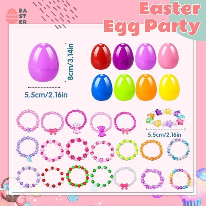 Œufs De Pâques Surprise – Lot De 16 Œufs Préréglis Avec Arcs Et Pinces à Cheveux Pour Filles