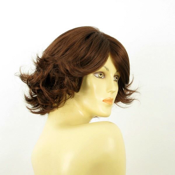Perruque Courte Femme Brenda 31 – Châtain Foncé Cuivré, Synthétique, Bonnet Moyen, Raie Libre