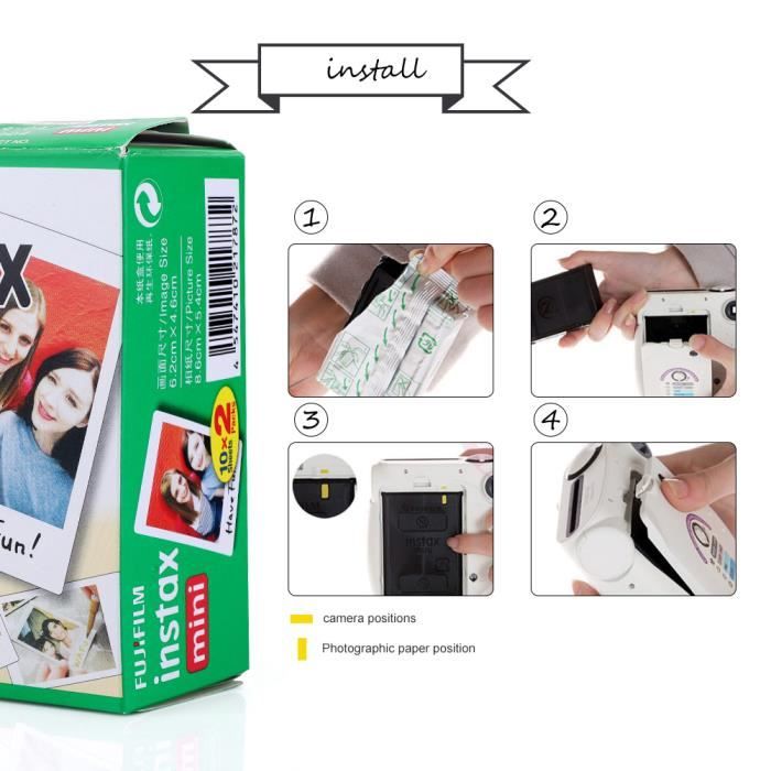 Fujifilm Instax Mini Film Lot de 20 films pour Fuji mini 8 7s 25