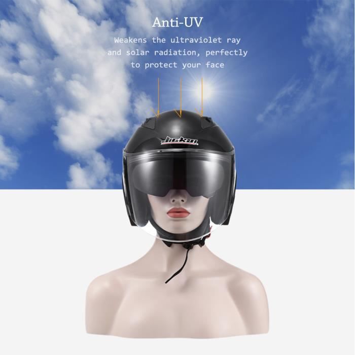Casque Moto Semi-ouvert Adulte – Visière Anti-rayures, Mentonnière Rapide, 45-65 Cm, Homme/femme