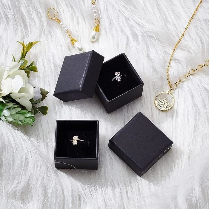 BENECREAT 24 Boîtes à Bijoux Noir Mat Kraft 3.8x3.8x3.3 Cm - Avec Éponge Velours