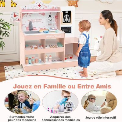 Jeu De Rôle Médical Mallette De Docteur Jouet En Bois EFO SHM Pour Enfants - Avec Stéthoscope, Thermomètre, Tensiomètre - Jeu De Rôle éducatif Pour Enfant Dès 3 Ans