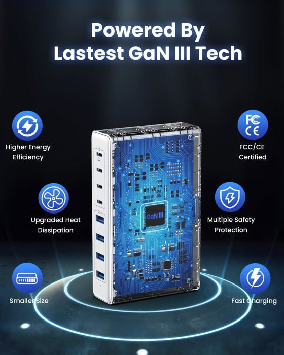 Chargeur USB C 120W GaN,Multiple Chargeur USB[4USB-C + 2USB-A] Chargeur