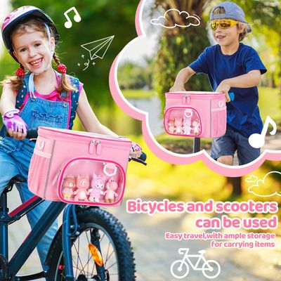 Sac De Guidon étanche Pour Vélo Enfant - Panier Rigolo Motif Animal - 21x14x21cm - Sangle Ajustable Pour Trottinette - Accessoire Sécurisé Pour Balade Et école