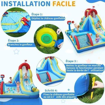 LIFEZEAL Château Gonflable Aquatique avec Toboggan Double et Trampoline, Structure Gonflable avec Grande Piscine, Intérieur ou Extérieur, pour Enfants 3-10 Ans, 503x348x228 cm LIFEZEAL Château Gonflable Aquatique avec Toboggan Double et Trampoline, Structure Gonflable avec Grande Piscine, Intérieur ou Extérieur, pour Enfants 3-10 Ans, 503x348x228 cm