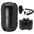 NATURE Récupérateur d'eau kit - 210 litres - Forme tonneau - Traité anti-UV - Fabriqué en Europe - Noir-0